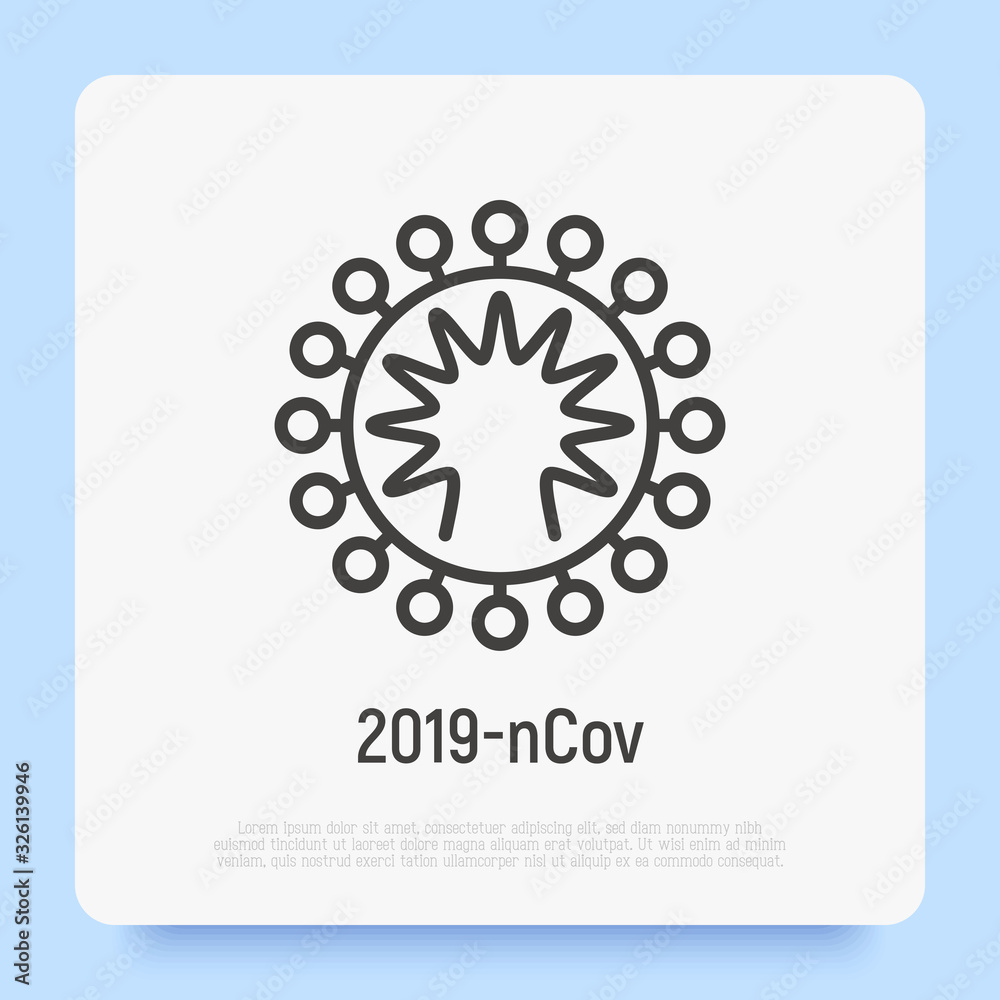 Coronavirus thin line icon. 2019-ncov. Respiratory virus. Vector illustration. Coronavirus thin line icon. 2019-ncov. Respiratory virus. Vector illustration.