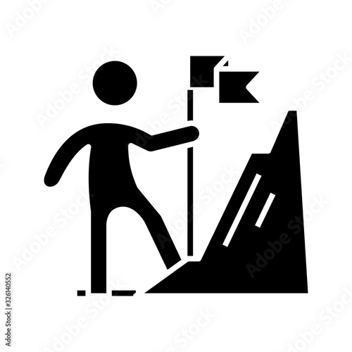 Achieving headway black icon, concept illustration, vector flat symbol, glyph sign.