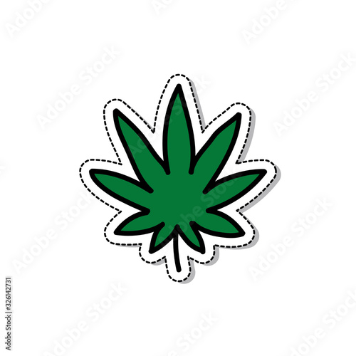 marijuana leaf doodle icon, vector illustration