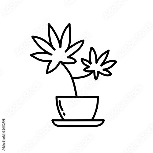 marijuana plant doodle icon  vector illustration