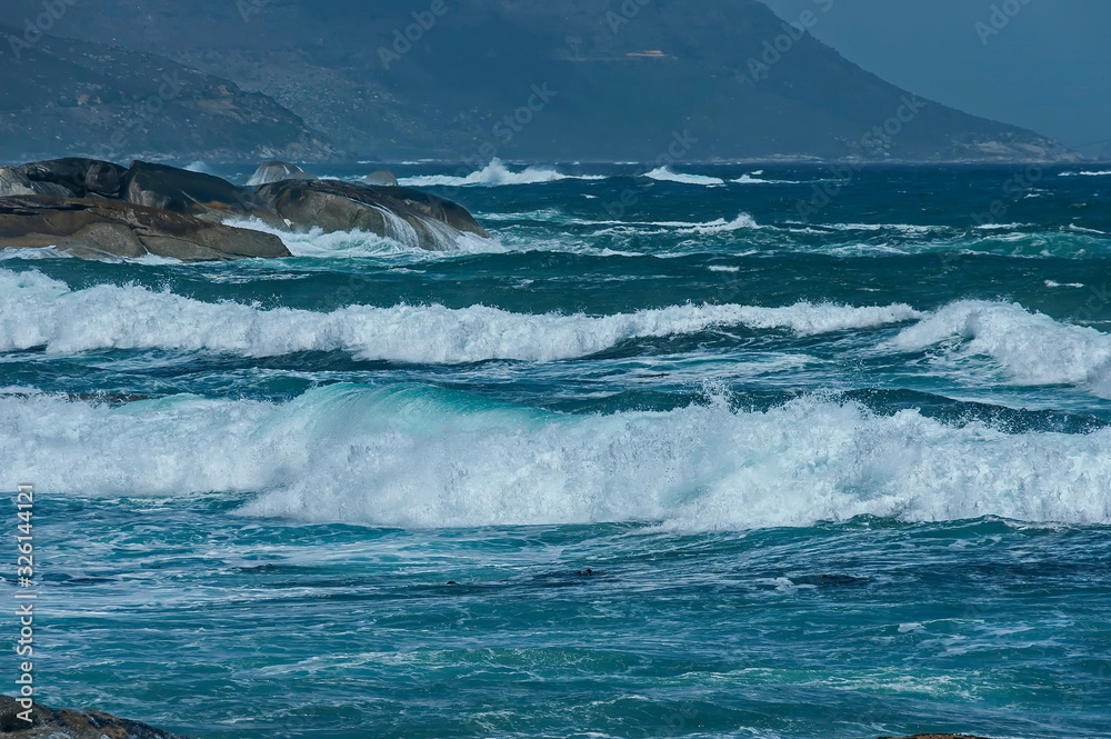 Sea shore on Atlantic ocean by Cape Town, South Africa