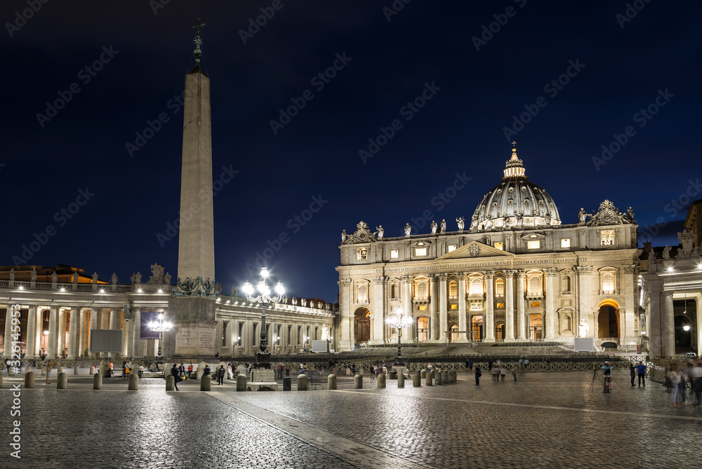 View on St. Peter's square at the Vatican late in the evening