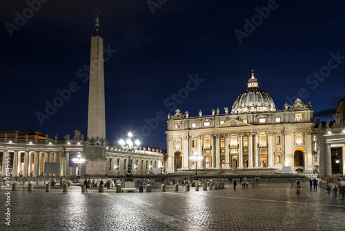 View on St. Peter's square at the Vatican late in the evening