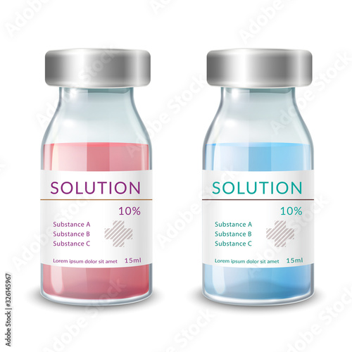 Medical glass bottles. Vector illustration. Packing on white background