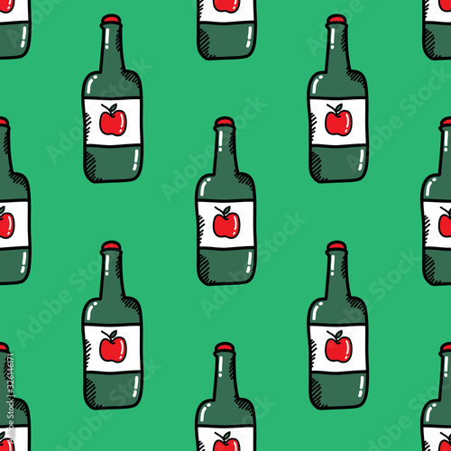 apple cider seamless doodle pattern, vector illustration