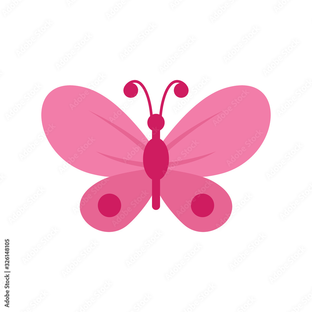 Pink butterfly flat icon. Vector Pink butterfly in flat style isolated on white background. Element for web, game and advertising Pink butterfly flat icon. Vector Pink butterfly in flat style isolated on white background. Element for web, game and advertising