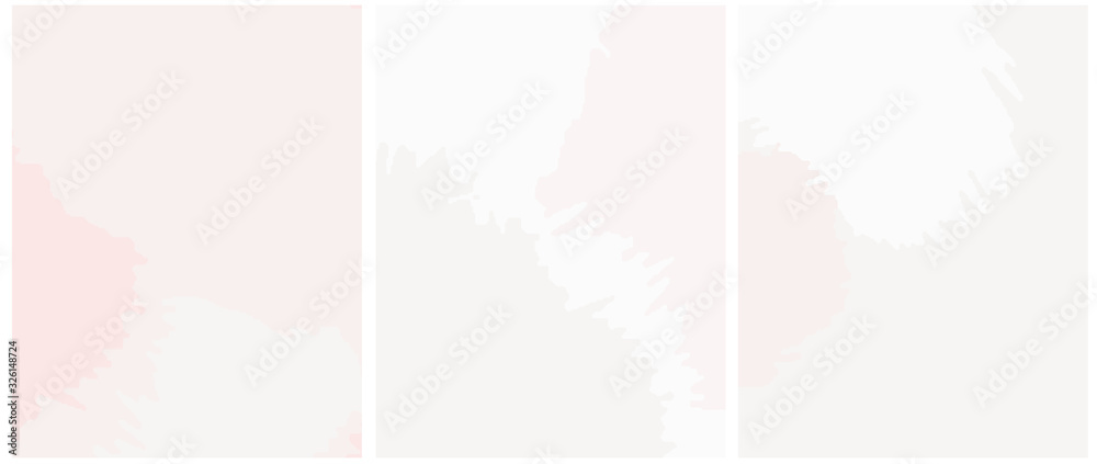 Funny Creative Geometric Vector Layouts. Pink and Gray Stains Isolated on a Light Pink and Light Gray Background. Simple Abstract Vector Prints Ideal for Layout, Cover. Modern Prints with no Text.