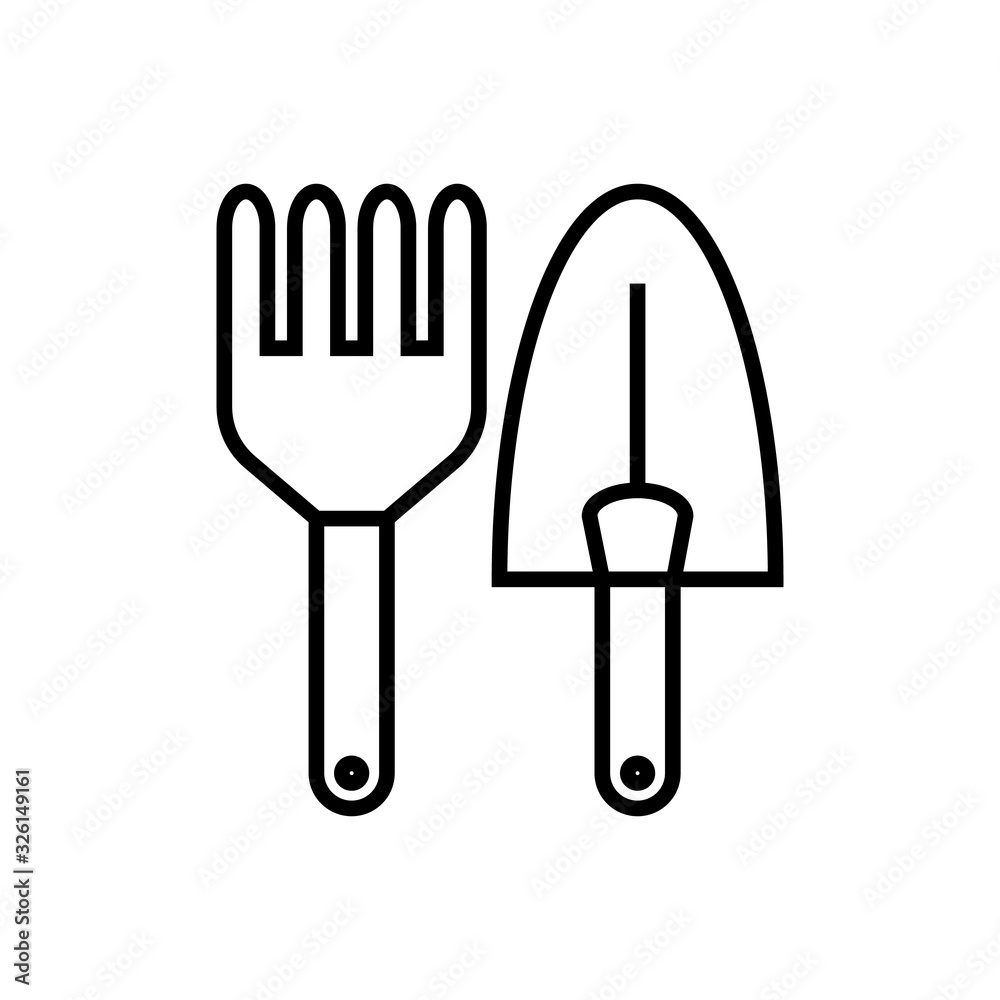 Garden tools line icon, concept sign, outline vector illustration, linear symbol. Garden tools line icon, concept sign, outline vector illustration, linear symbol.