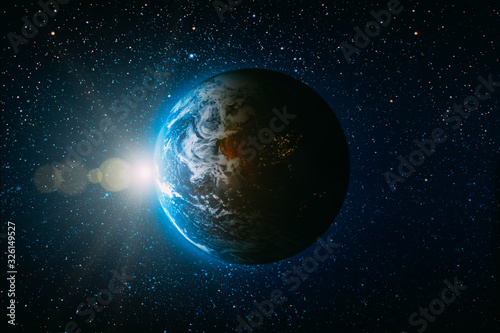 Fototapeta Naklejka Na Ścianę i Meble -  View of the earth from the moon. Elements of this image furnished by NASA
