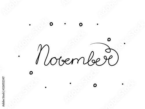 November phrase handwritten with a calligraphy brush. November in german. Modern brush calligraphy. Isolated word black
