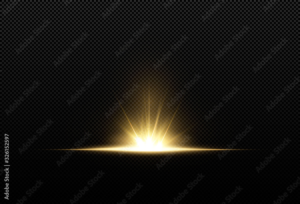 Shining golden stars isolated on black background. Effects, lens flare, shine, explosion,  set. Light star gold png. Light sun gold png. Light flash gold png. vector illustrator. Powder PNG