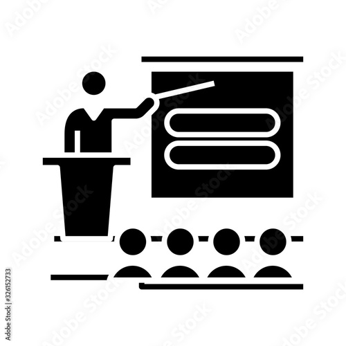 Agenda black icon, concept illustration, vector flat symbol, glyph sign.