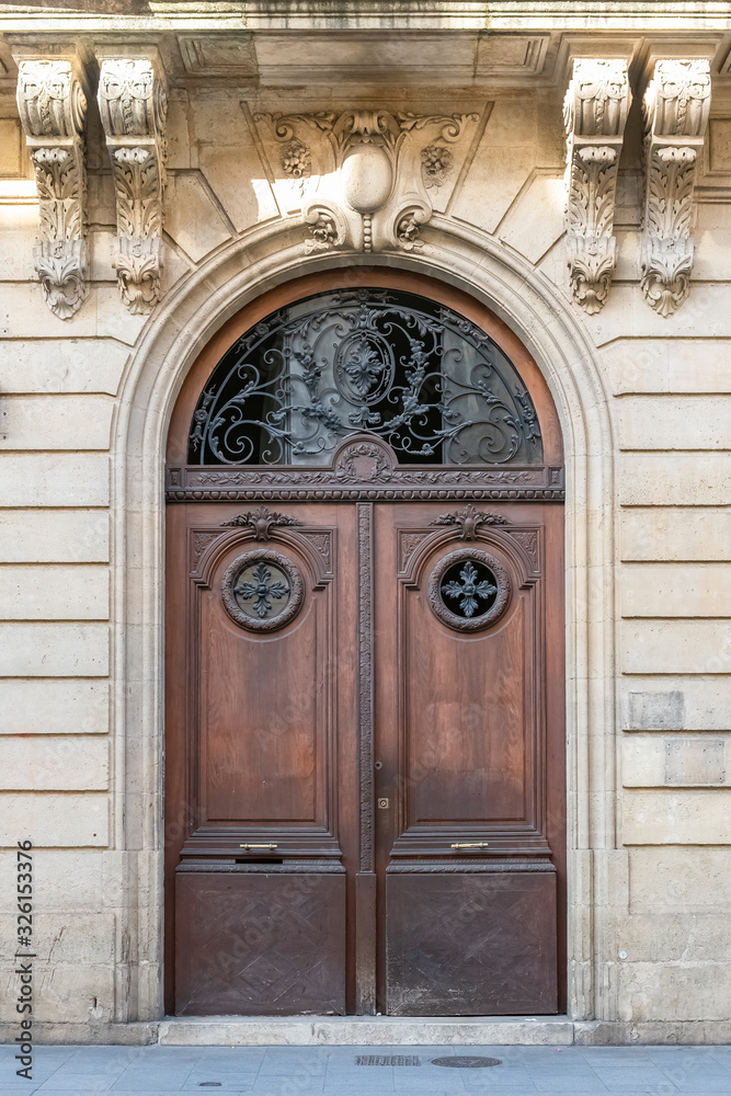 Bordeaux, beautiful french city, typical wooden door in the center Bordeaux, beautiful french city, typical wooden door in the center