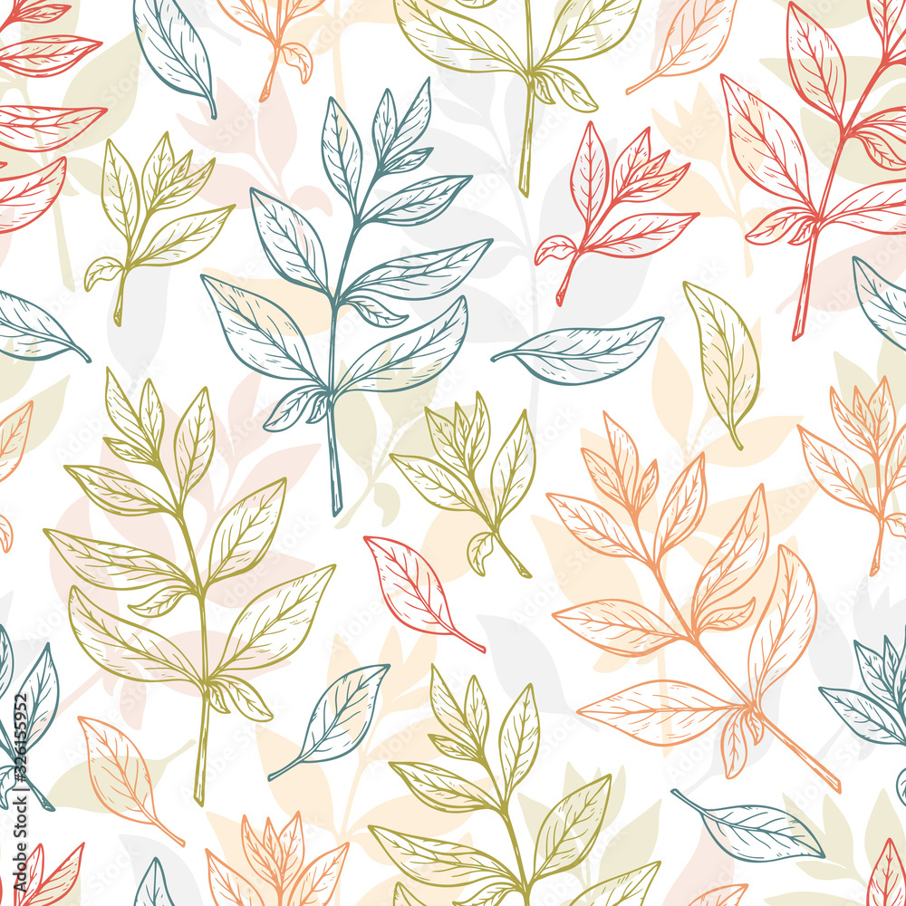 Fototapeta premium Vintage Floral background. Leaves Seamless pattern. Henna plant. Vector leaf.