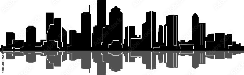 Houston Skyline City Outline Skyline Silhouette Vector Illustration