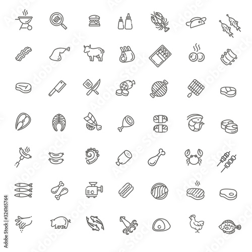 Simple Set of Meat Related Vector Line Icons.