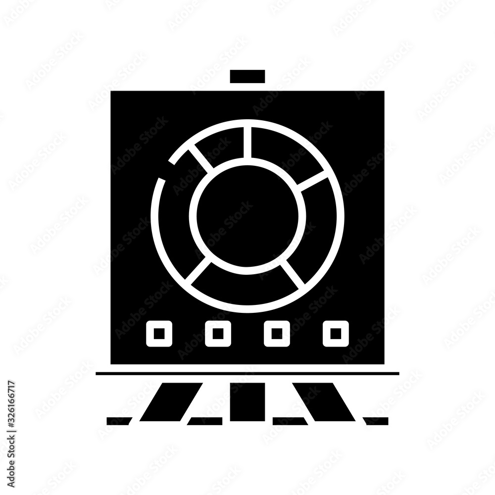 Blackboard chart black icon, concept illustration, vector flat symbol, glyph sign.