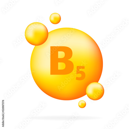 Vitamin B5. Vitamin drop pill capsule icon.