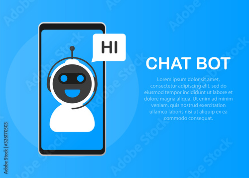 Chatbot icon concept, chat bot or chatterbot. Robot Virtual Assistance Of Website Or Mobile Applications