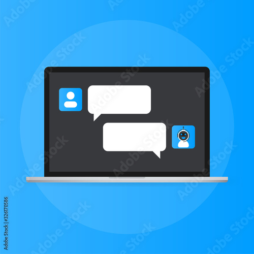 Chatbot icon concept, chat bot or chatterbot. Robot Virtual Assistance Of Website Or Mobile Applications