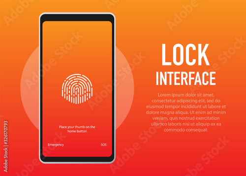 Screen Lock. PInterface for lock screen or enter password pages. Vector illustration.