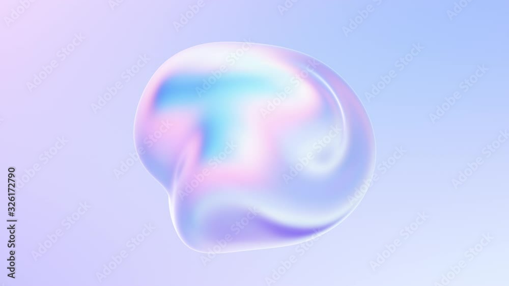 Abstract morphing fluid metal blob pulsating in space. Liquid shape 3D animation in 4K resolution. Bright holographic colors. Seamless looped 3D video with alpha matte.