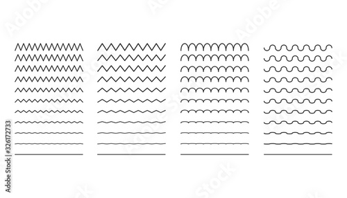 collection of different thin line wave. Vector illustration.