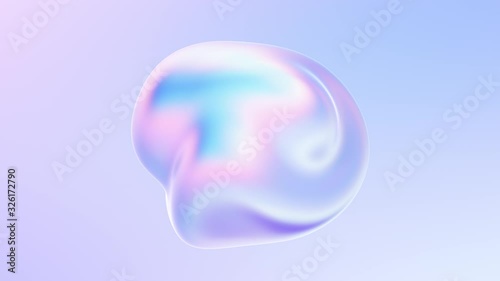 Abstract morphing fluid metal blob pulsating in space. Liquid shape 3D animation in 4K resolution. Bright holographic colors. Seamless looped 3D video with alpha matte. photo