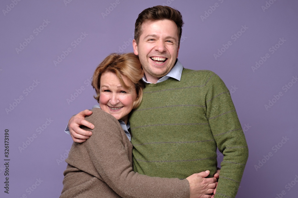 Fototapeta premium Grandmother with young grandson in the studio