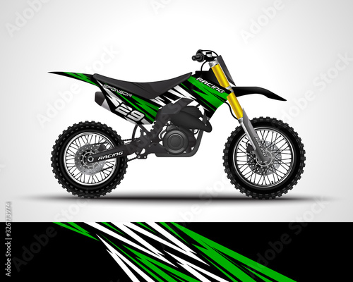 Racing motorcycle wrap decal and vinyl sticker design. Concept graphic abstract background for wrapping vehicles  motorsports  Sportbikes  motocross  supermoto and livery. Vector illustration.