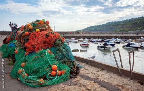 fishing net in a port in southern England lyme regis jurrasic coast