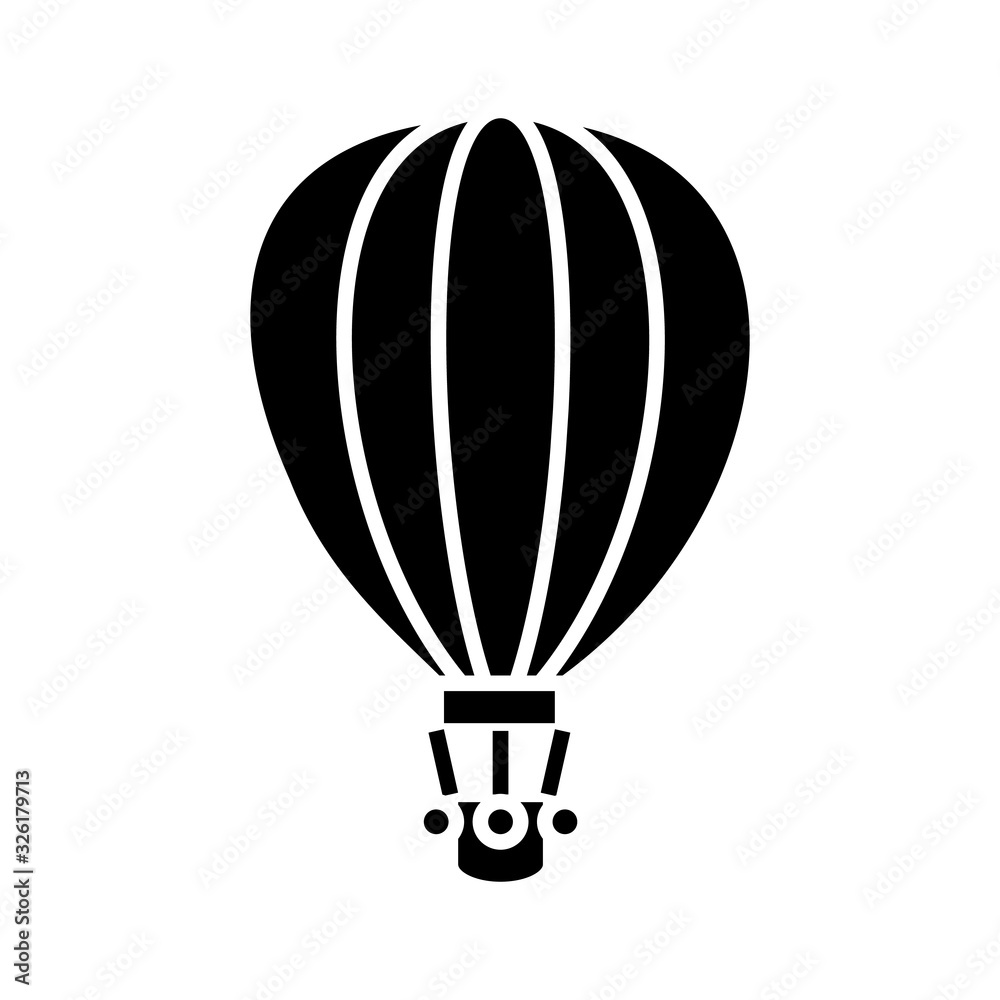 Obraz premium Air balloon black icon, concept illustration, vector flat symbol, glyph sign.