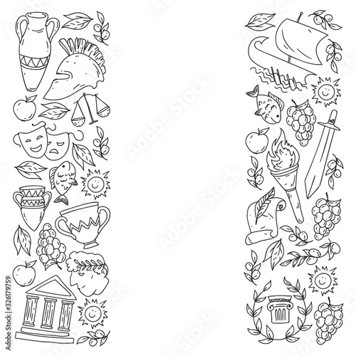 Travel to Greece elements. Greece symbols for magazines, web, tourism