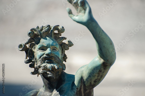 Photos Close-up of the famous Dancing Faun statue at the House of the Faun, Pompeii, It