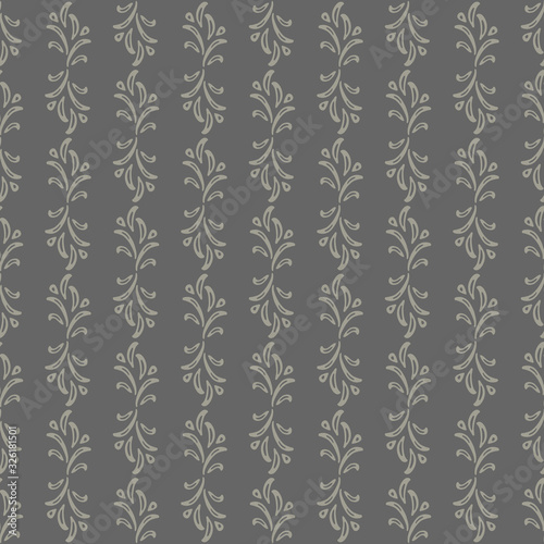 Seamless floral fantasy patterns on a gray background. Hand-drawn outline vector illustration for wallpaper, home textile, bedding, fabric, poster, cards, interior design, scrapbook, decor, wrapping