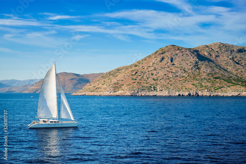 Catamarane yacht in Aegean Sea