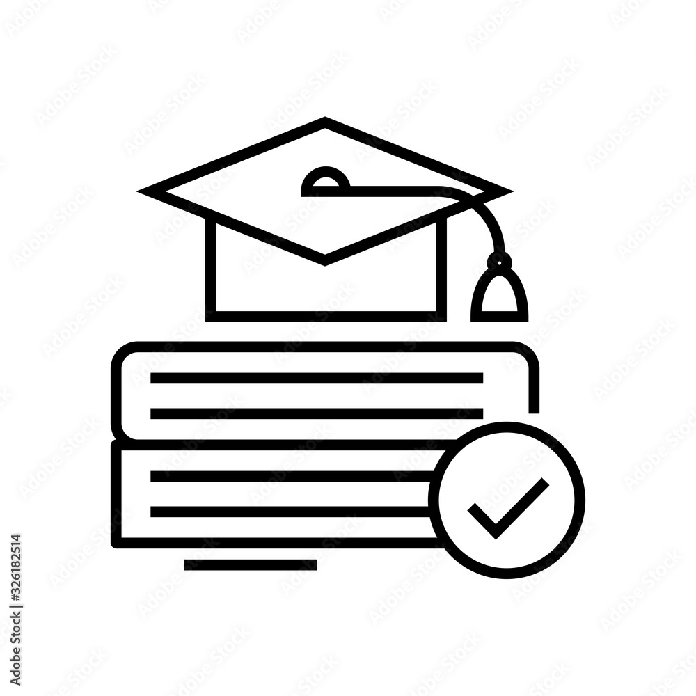 Finished course line icon, concept sign, outline vector illustration, linear symbol. Finished course line icon, concept sign, outline vector illustration, linear symbol.