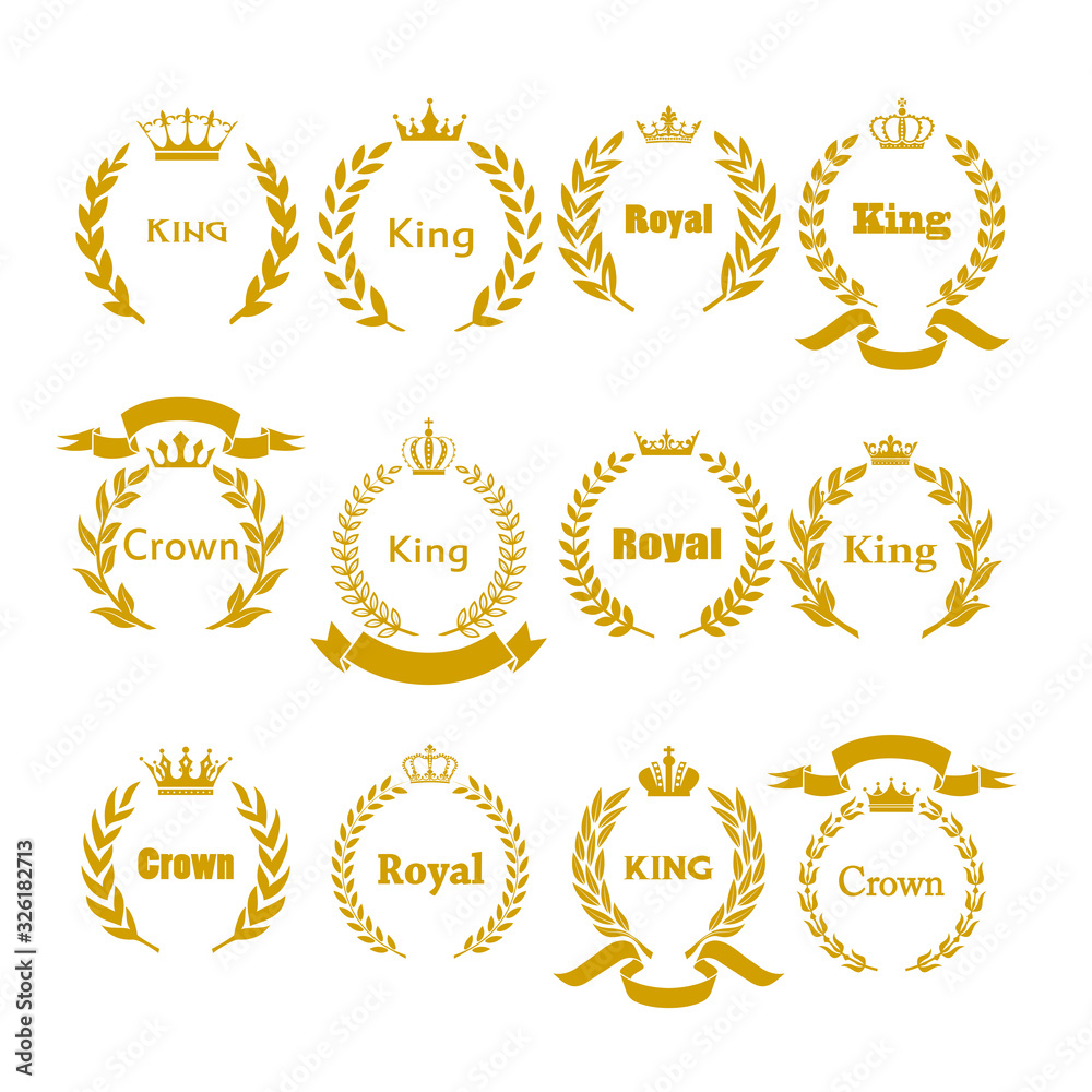 Crown icon set heraldic symbol vector illustration. Crown icon set heraldic symbol vector illustration.