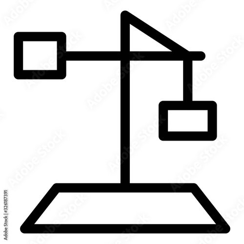 Tower crane icon in line style. Construction, heavy lift crane sign.