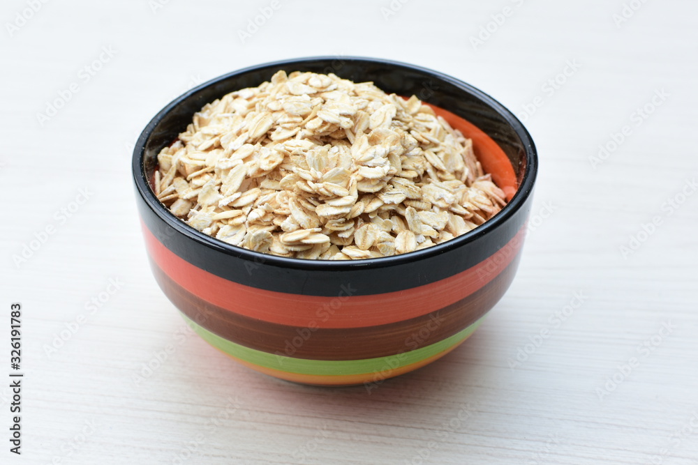 Oat grains and flakes in containers for display Oat grains and flakes in containers for display