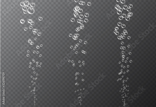 Set of Bubbles under water isolated on transparent background. Realistic soda effect, fizzy drink for your design