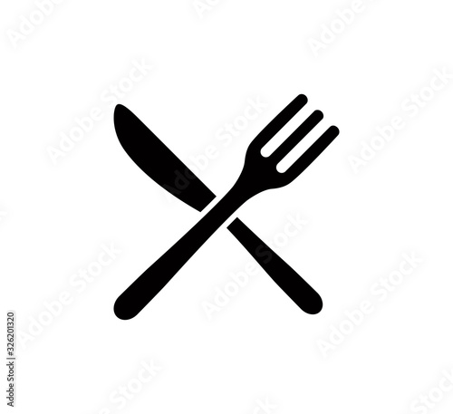 Spoon and fork icon vector logo template