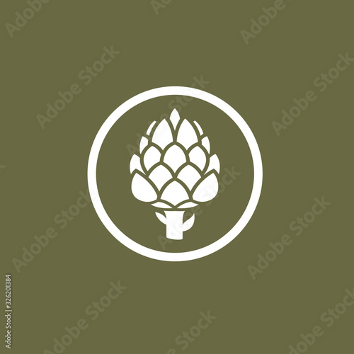 white artichoke bud vegetable icon isolated on dark background