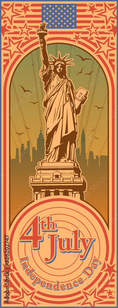 Fototapeta premium Independence Day, Statue of Liberty, holiday, vector