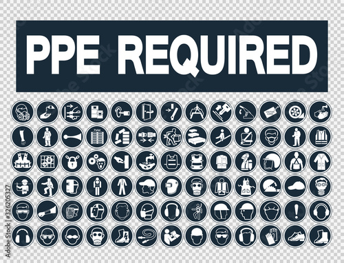 Required Personal Protective Equipment (PPE) Symbol,Safety Icon