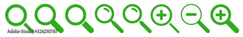 Magnifying Glass Icon Green | Magnifier Illustration | Zoom Symbol | Loupe Logo | View Search Magnify Sign | Isolated | Variations