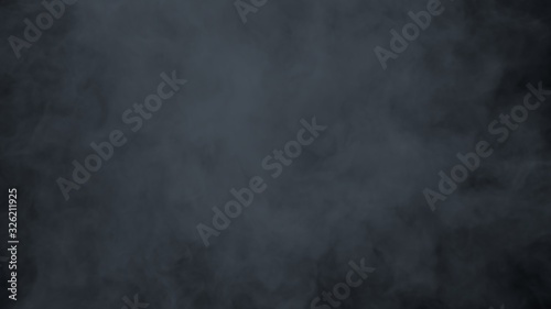 Realistic cloud fog on black background. White smoke pollution isolated on dark background. 3d rendering.
