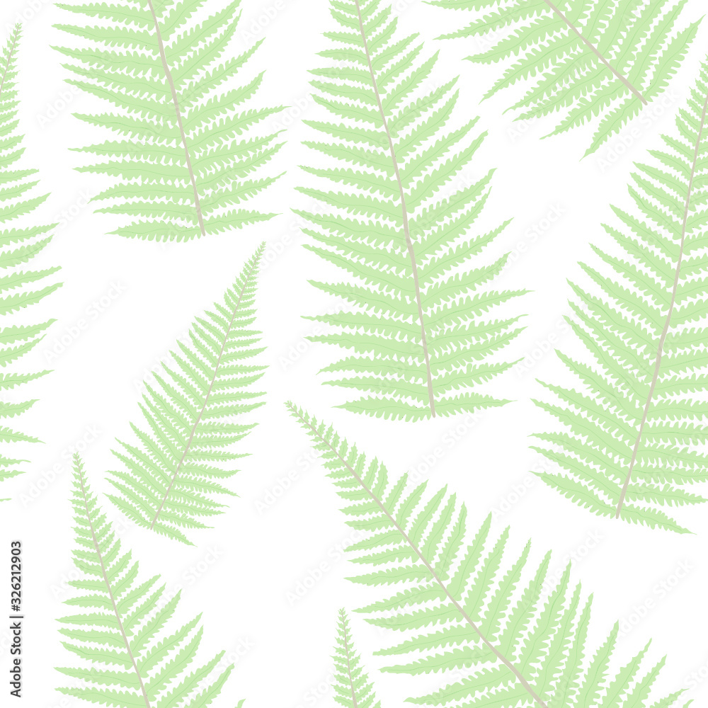 Botanical seamless pattern with fern leaves in pastel colors. Modern vector texture on white background. Good for fashion prints and other design. Natural hand drawing illustration. Retro style Botanical seamless pattern with fern leaves in pastel colors. Modern vector texture on white background. Good for fashion prints and other design. Natural hand drawing illustration. Retro style