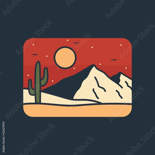 simple logo badge desert design, for t-shirt prints, patches, emblems, posters, badges and labels and other uses photo