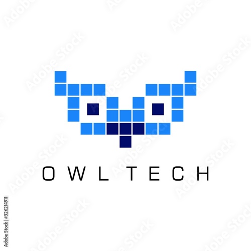 Owl tech logo design vector